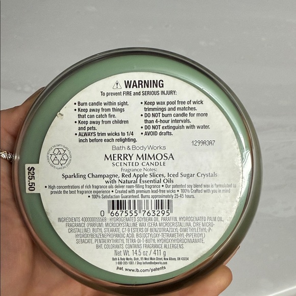 Bath & Body Works Green Scented Candle with Silver Lid - Picture 2 of 2